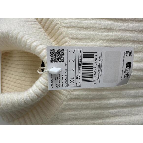 Mango Ribbed Turtleneck Vest Taldorin Off White Ecru NWT Size 1XL - Picture 6 of 9